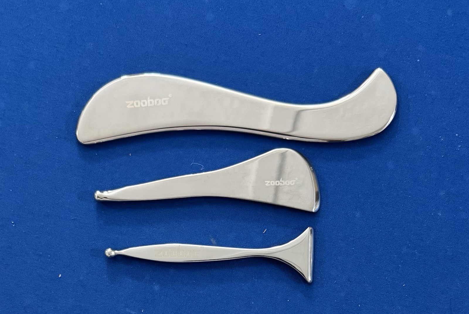 ZOOBOG 3PC Stainless Steel Muscle Scraper Massage Tool Set w/ Case