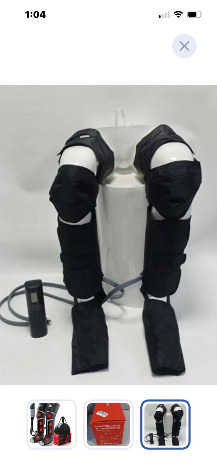 pryfey Heated 3D Leg Massager Air Compression Adjustable Levels Timer Black