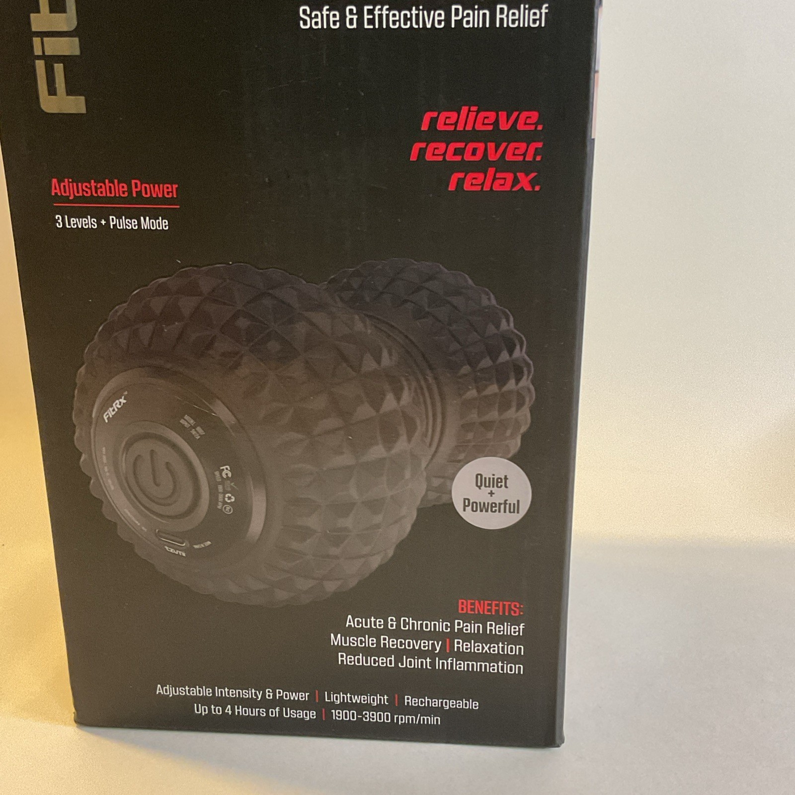 FitRx VibraRoller, Vibrating Massage Roller, Quiet & Powerful, 3 levels, NEW