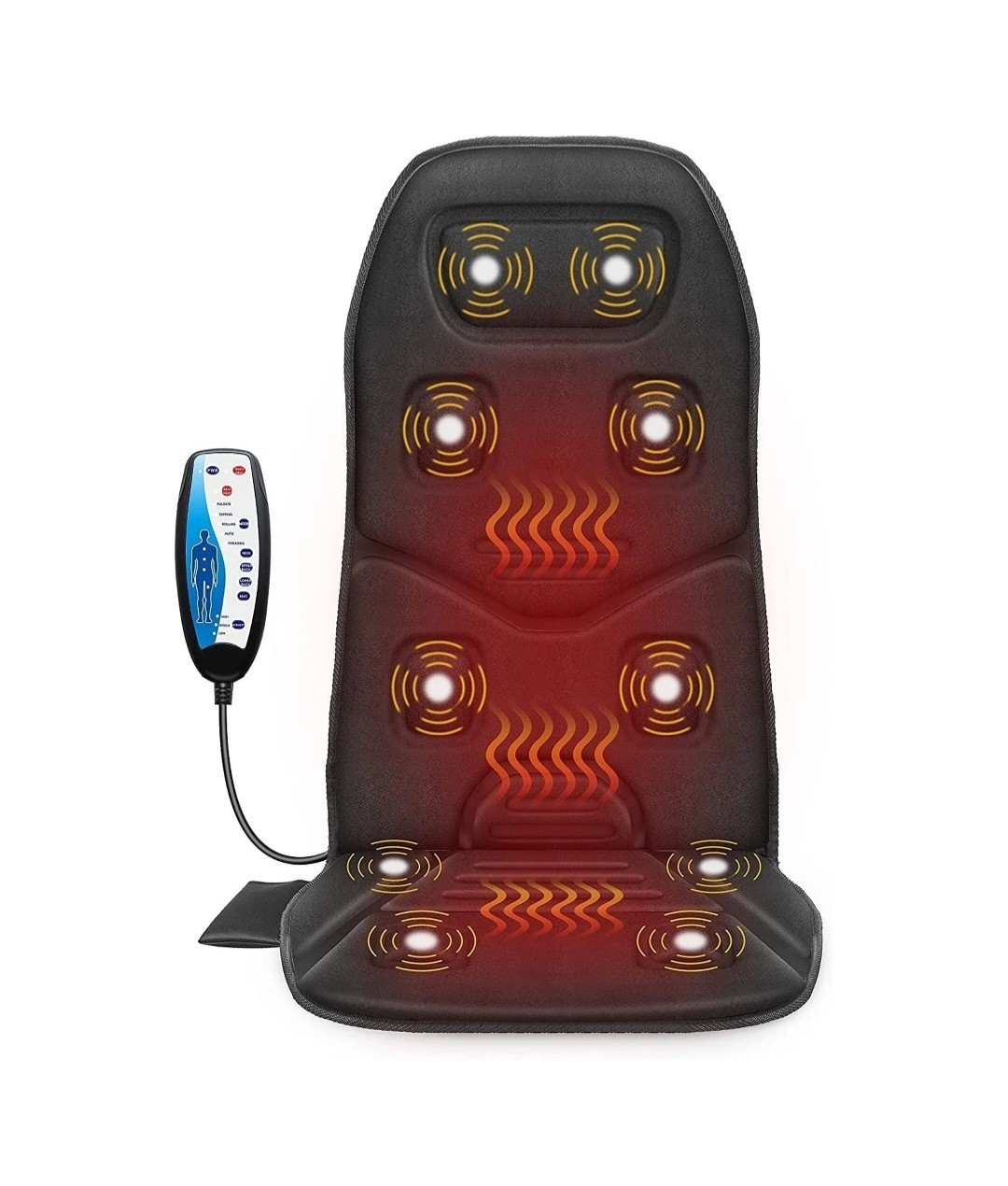COMFIER Massage Seat Cushion with Heat,Back Massager,10 Vibration Motors,Black