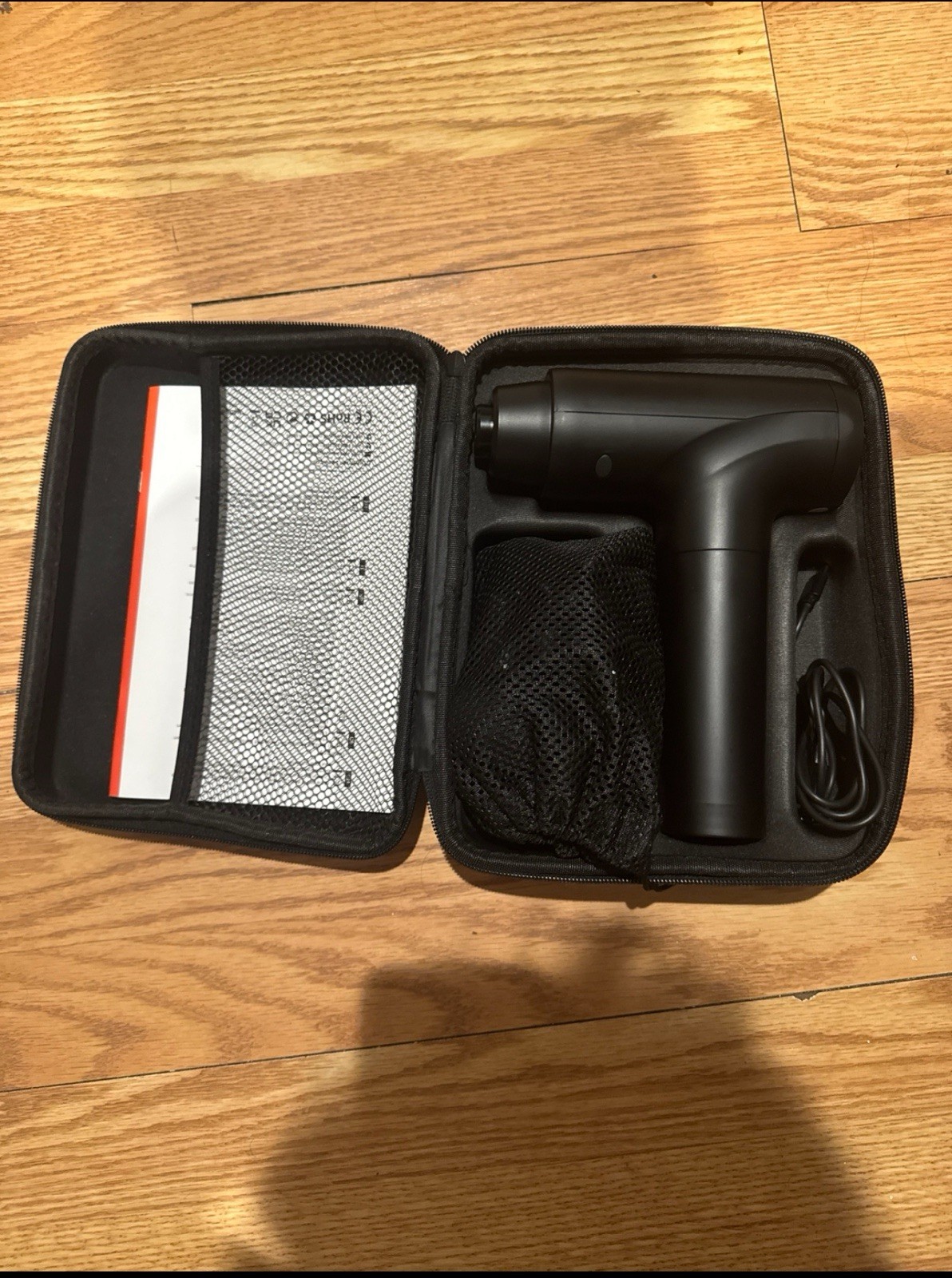 Black Massage Gun With Attachments Charger Manuel Case slighty used