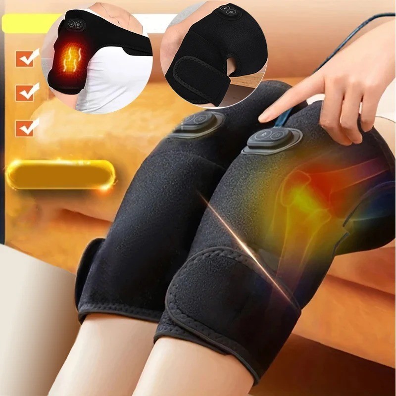 Electric Heating Massager Vibration Knee Joint Pad Brace Leg Therapy Pain Relief