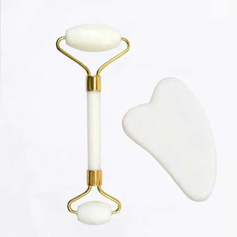 Natural Jade Roller Face Gua Sha Natural Stone Body Neck Massager Acupoint Eye C