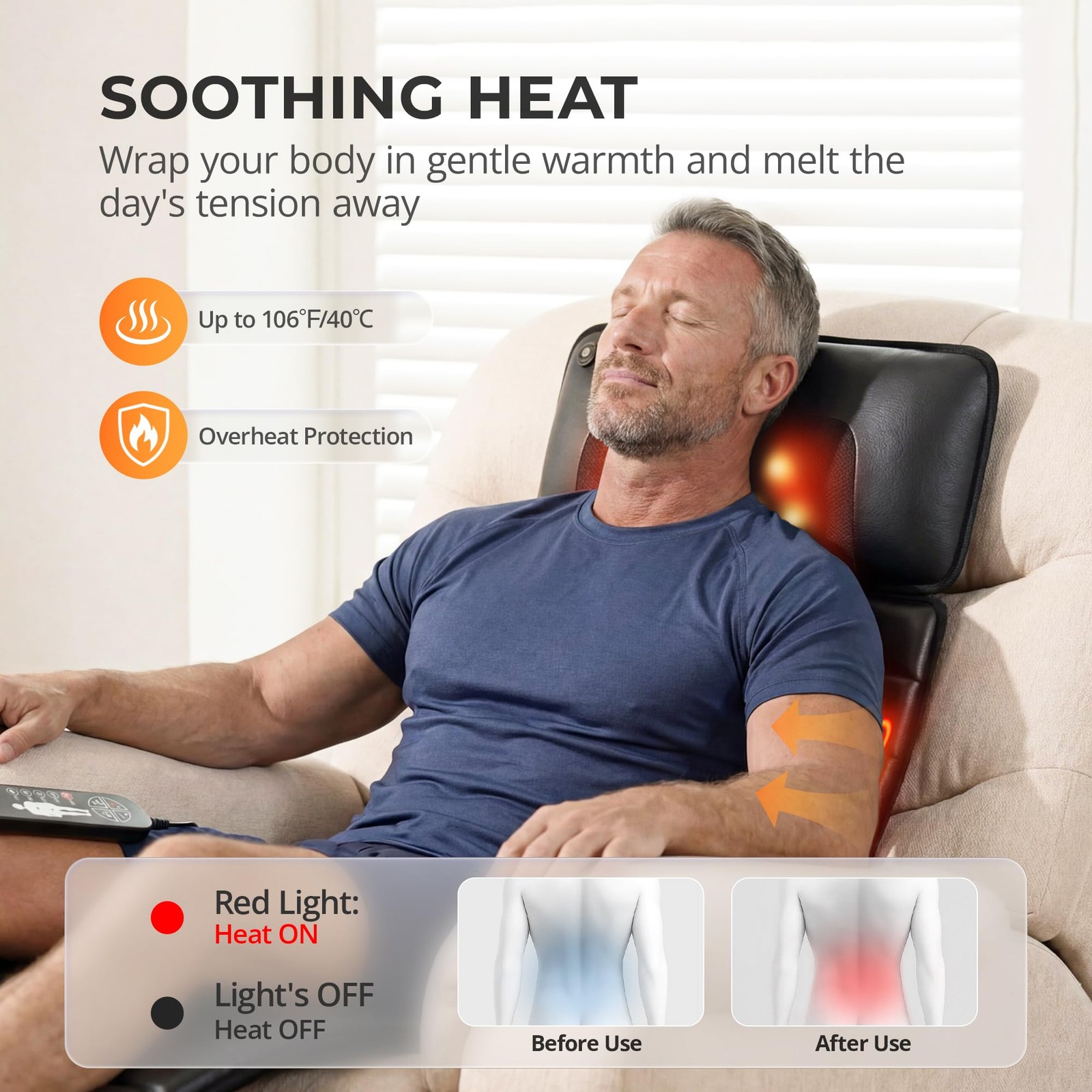 Himouta Shiatsu Full Body Massage Mat with Heat, Detachable Massager Pad, 10 Vib