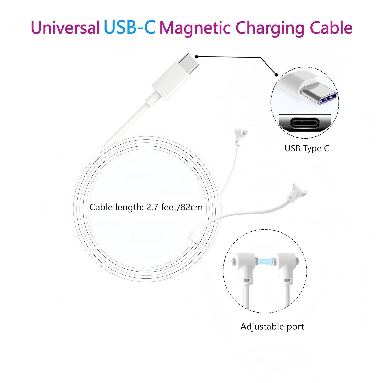 Universal Magnetic Charging Cable for Massagers 80cm USB DC Charger