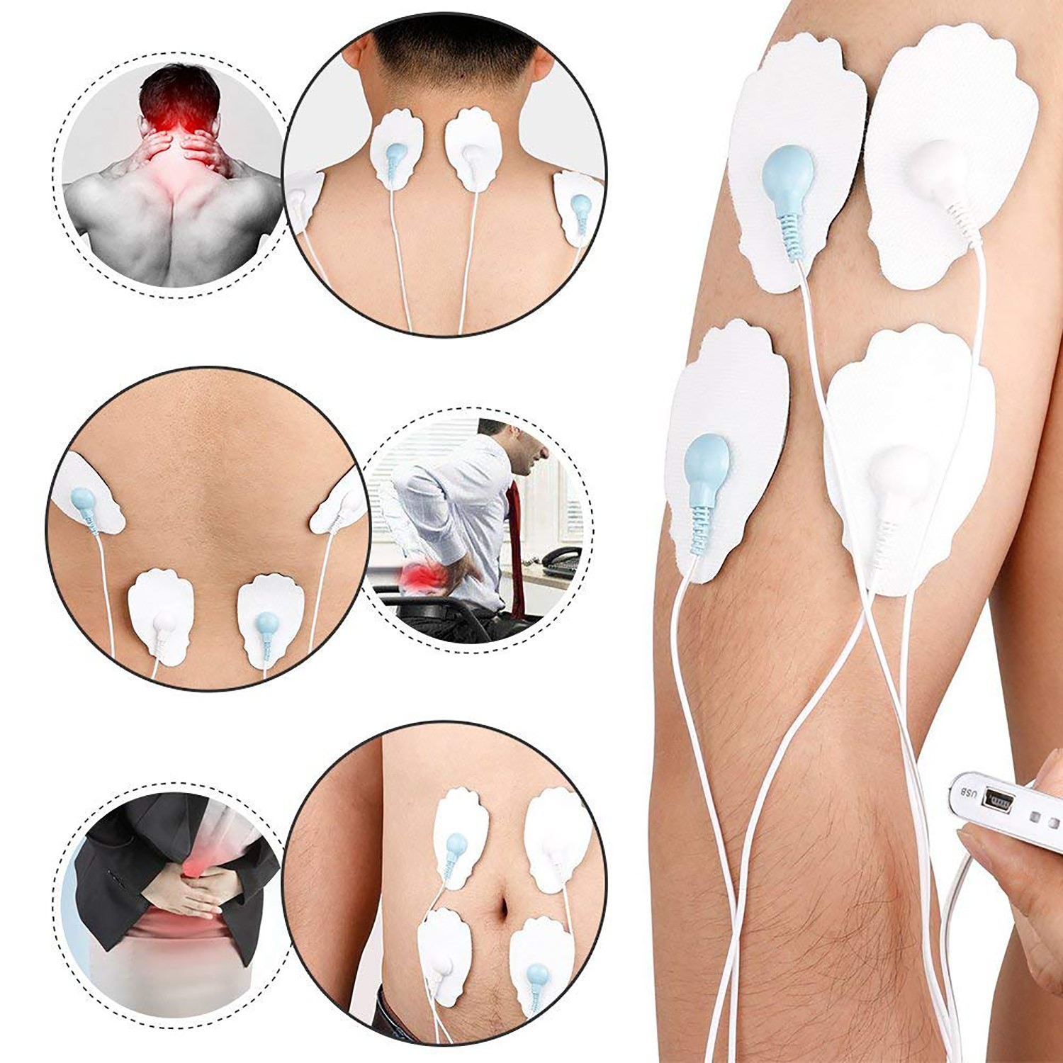 40 Large Snap On Replacement Electrode Pads For TENS EMS Unit & Pulse Massager