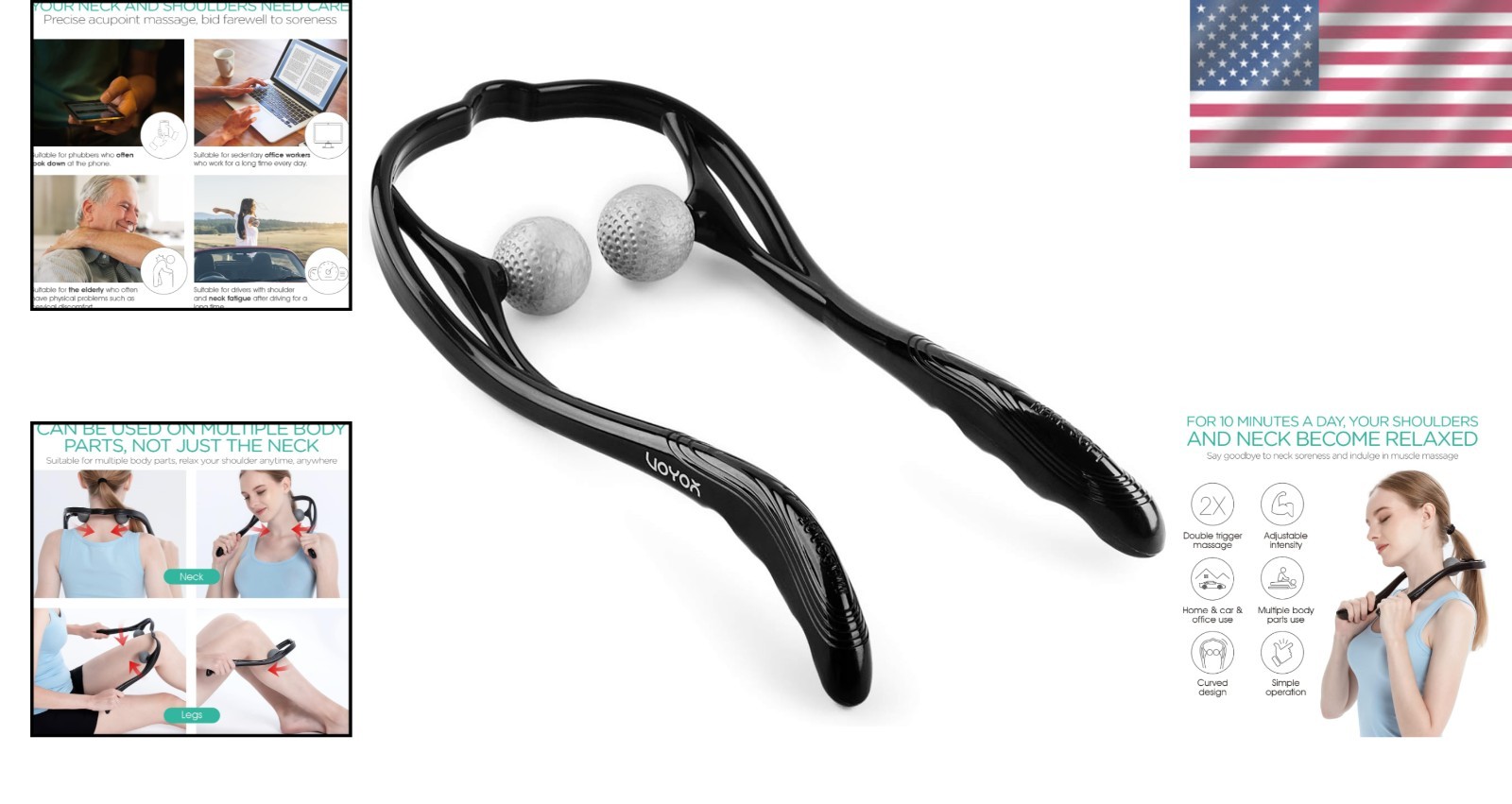 Shiatsu Neck Massager – Portable Deep Tissue Massager with Heat & Speed Control