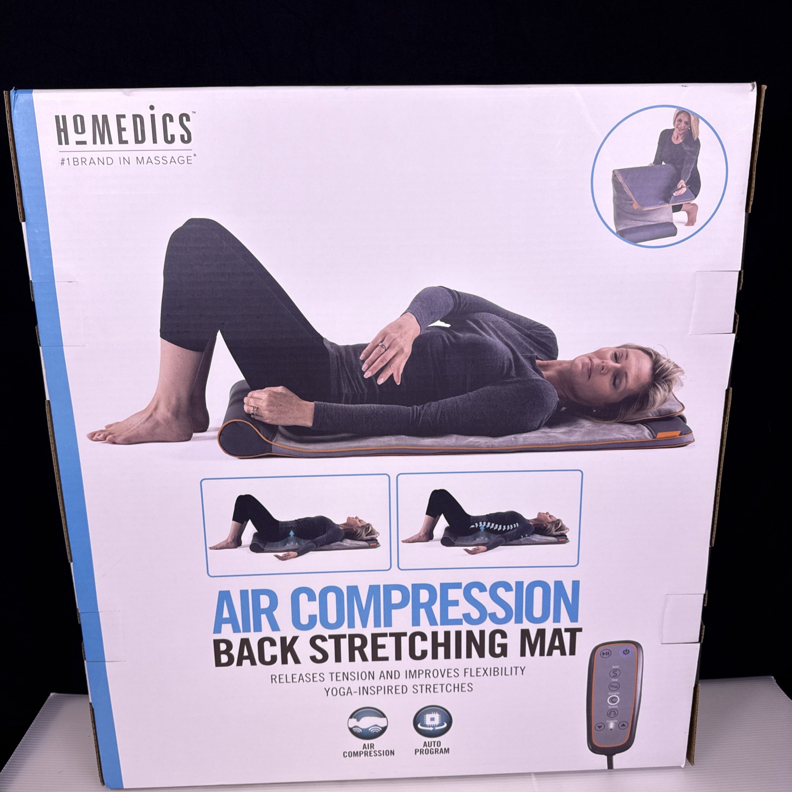 New HOMEDICS Air Compression Back Stretching Mat 41″L x 20″W Grey BM-AC105