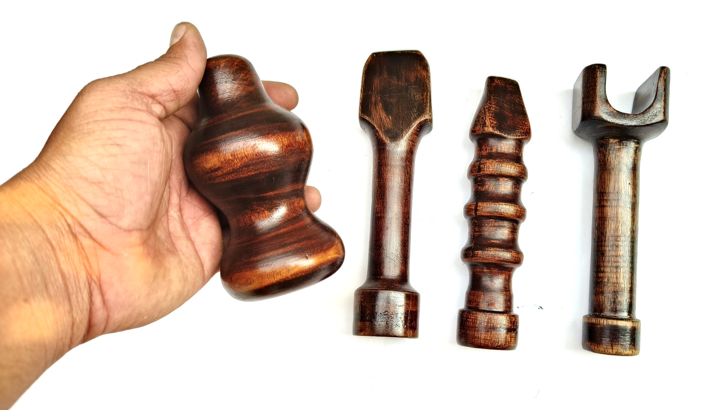 Set of 4 wooden massage tools roller knobber relaxing accupressure therapy
