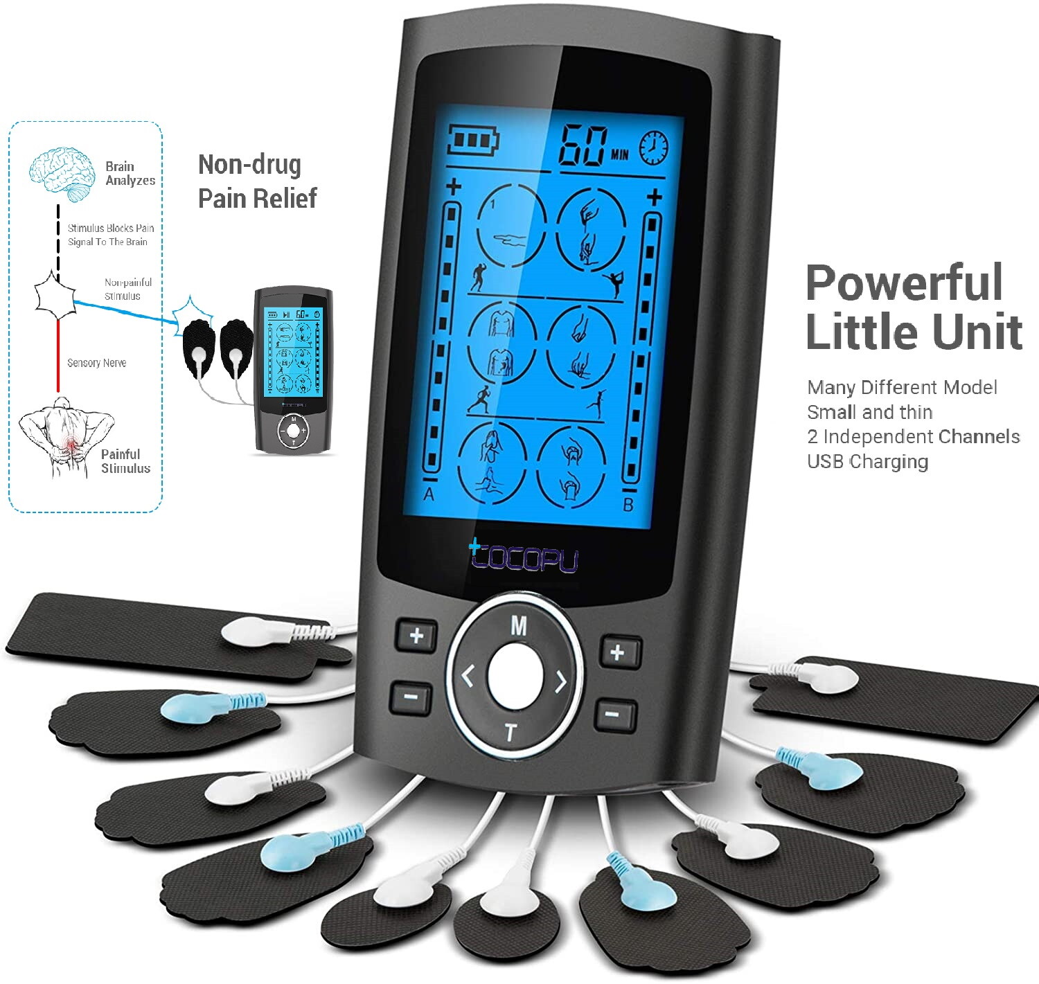 24 Modes Tens Unit Muscle Stimulator Machine Pulse Massager Therapy- Pain Relief