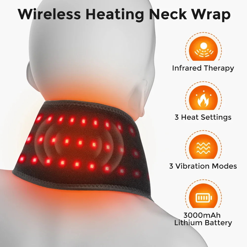 Wireless Heated Neck Wrap USB Rechargeable 3 Heat Levels Neck Shoulder Belt