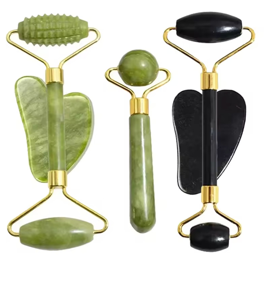 Jade Roller & Gua Sha Set Face Massager Anti-Aging Skin Care Tool Women Gift
