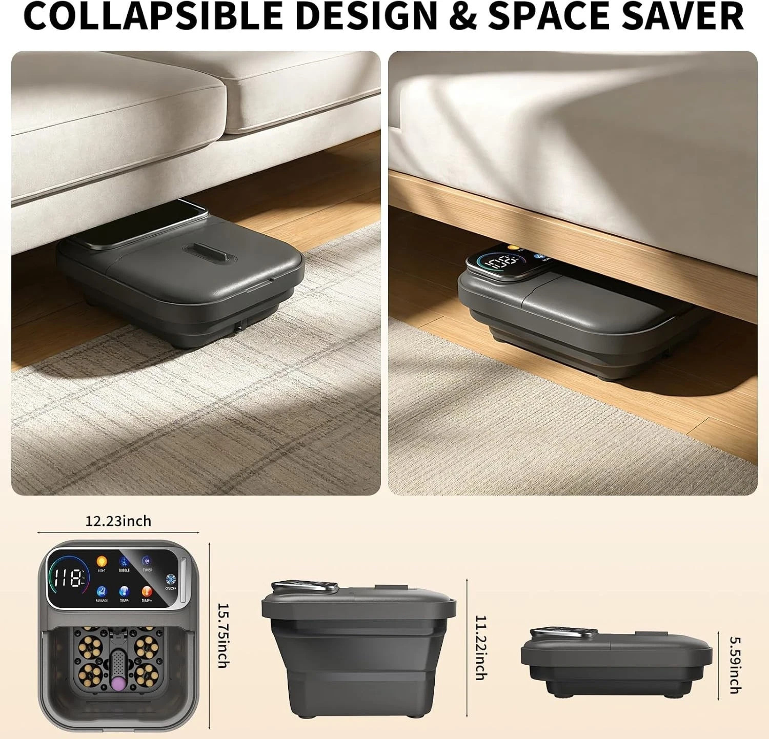 Collapsible Foot Spa Bath with Heat and Massage, Motorized Shiatsu Foot Massager