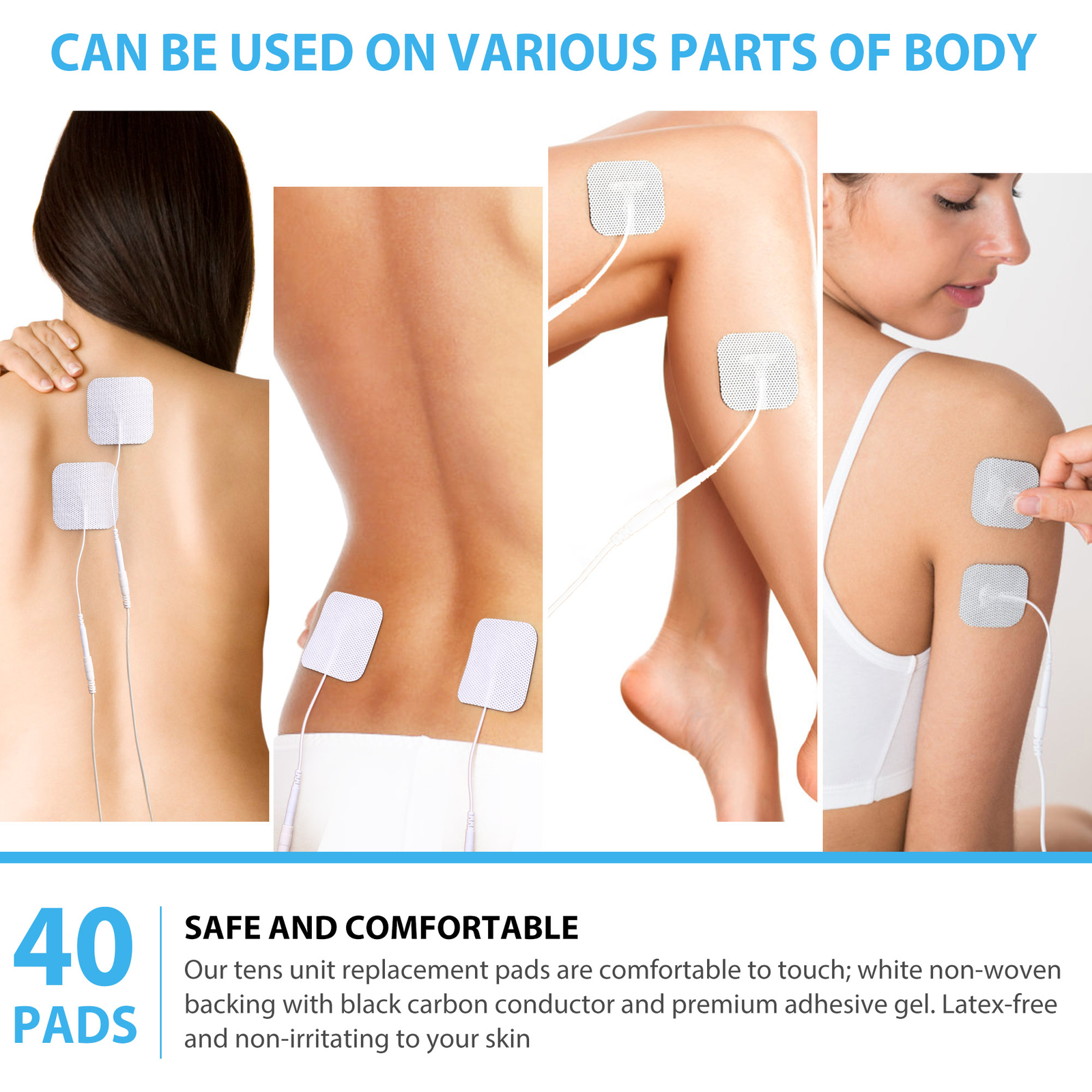 20/40PCS Replace Unit Pads Electrode Patches Reusable for Pigtail/Snap Lot Pack