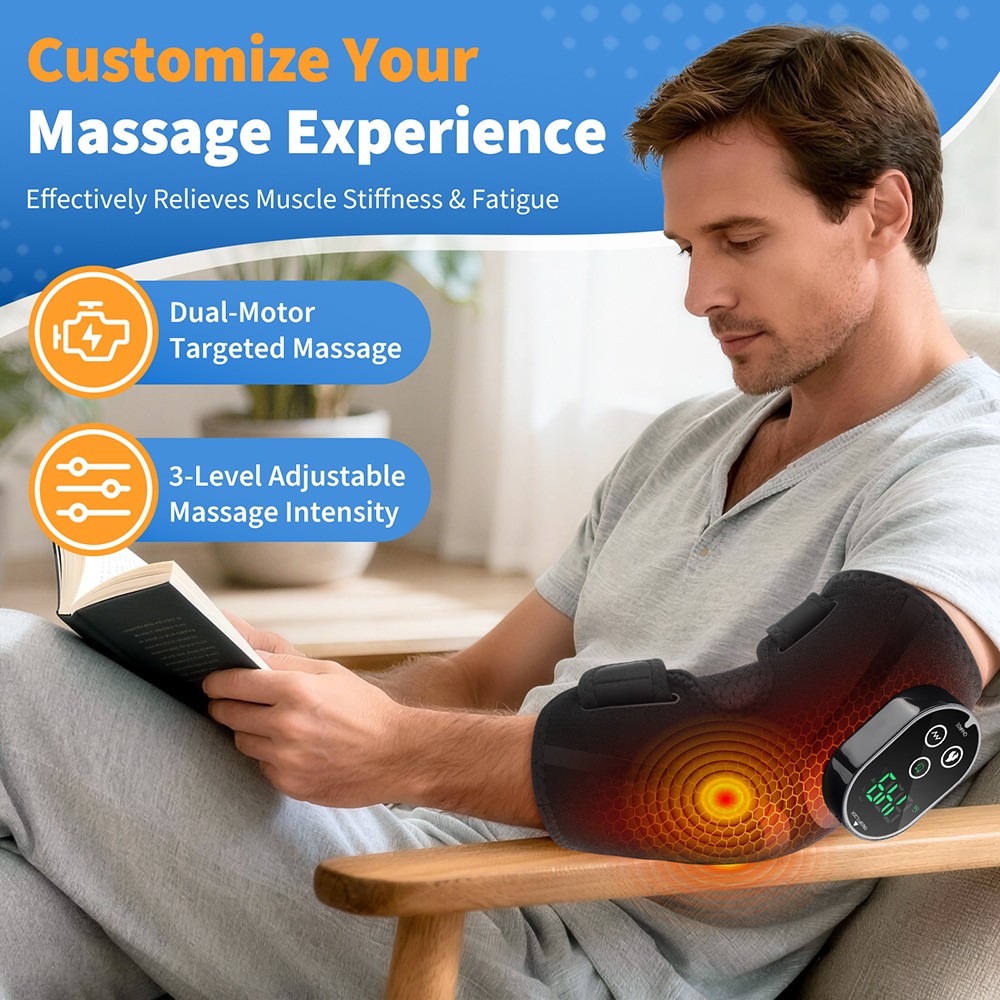 Electric Elbow Massager Brace Wrap Joint Pain Relief Heating Vibration Therapy