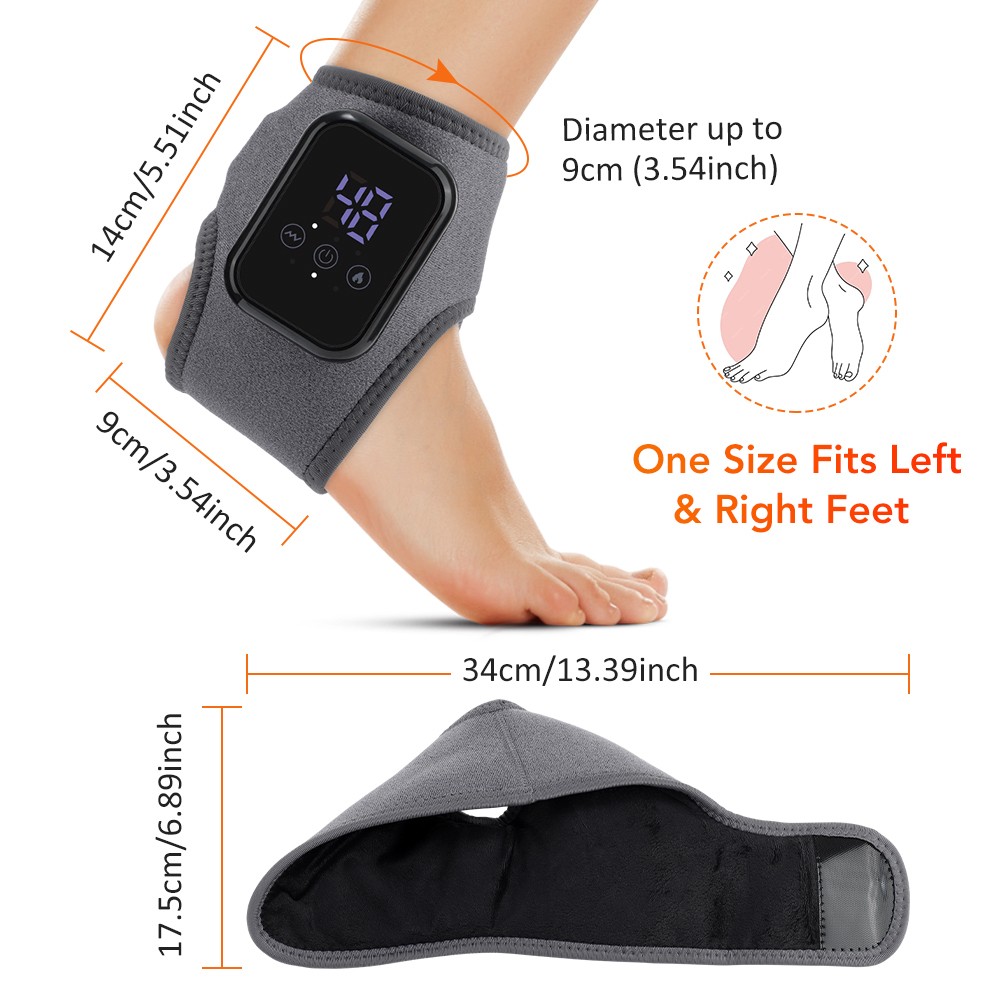 Cordless Ankle Heating Pad Neuropathy Foot Ankle Massager Wrap for Pain Relief