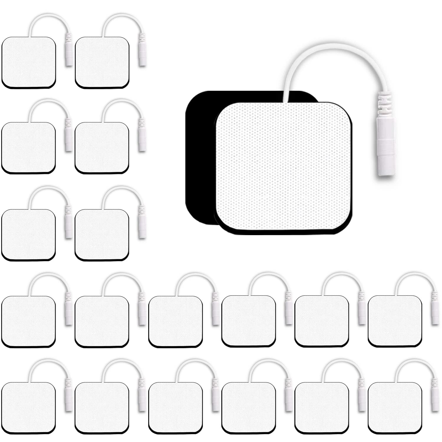 TENS Unit Electrode Pads 2×2″ – 20 Pack SM Electrodes 50 Reusable EMS、TENS Pa…