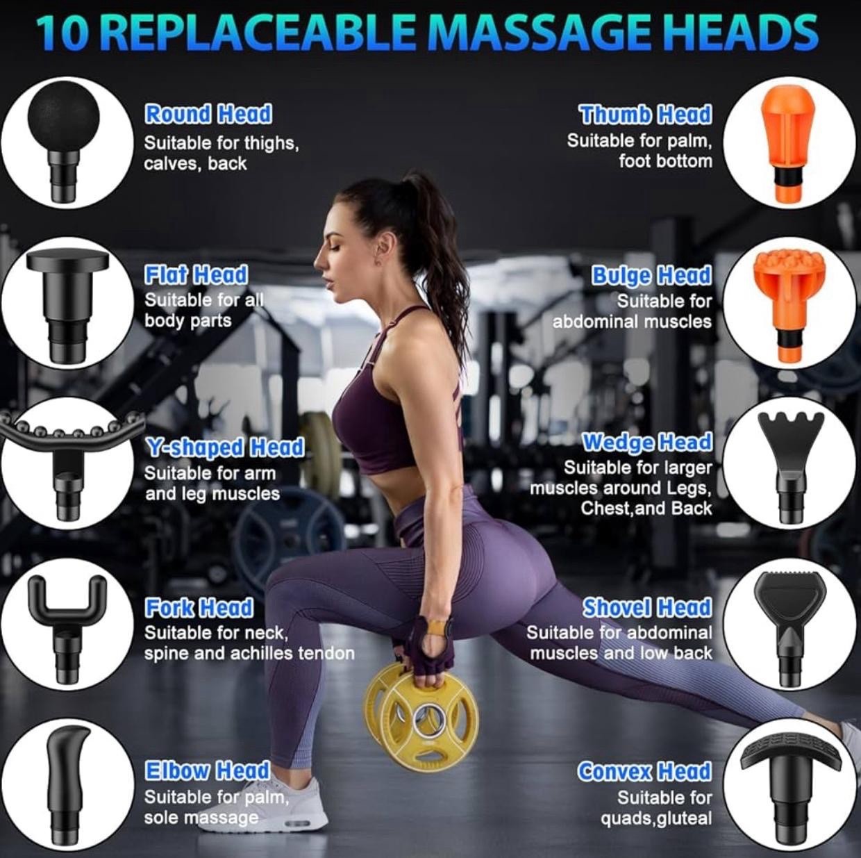 Youdgee Muscle Massage Gun Deep Tissue for Athletes 6 Speeds Levels 2500mah