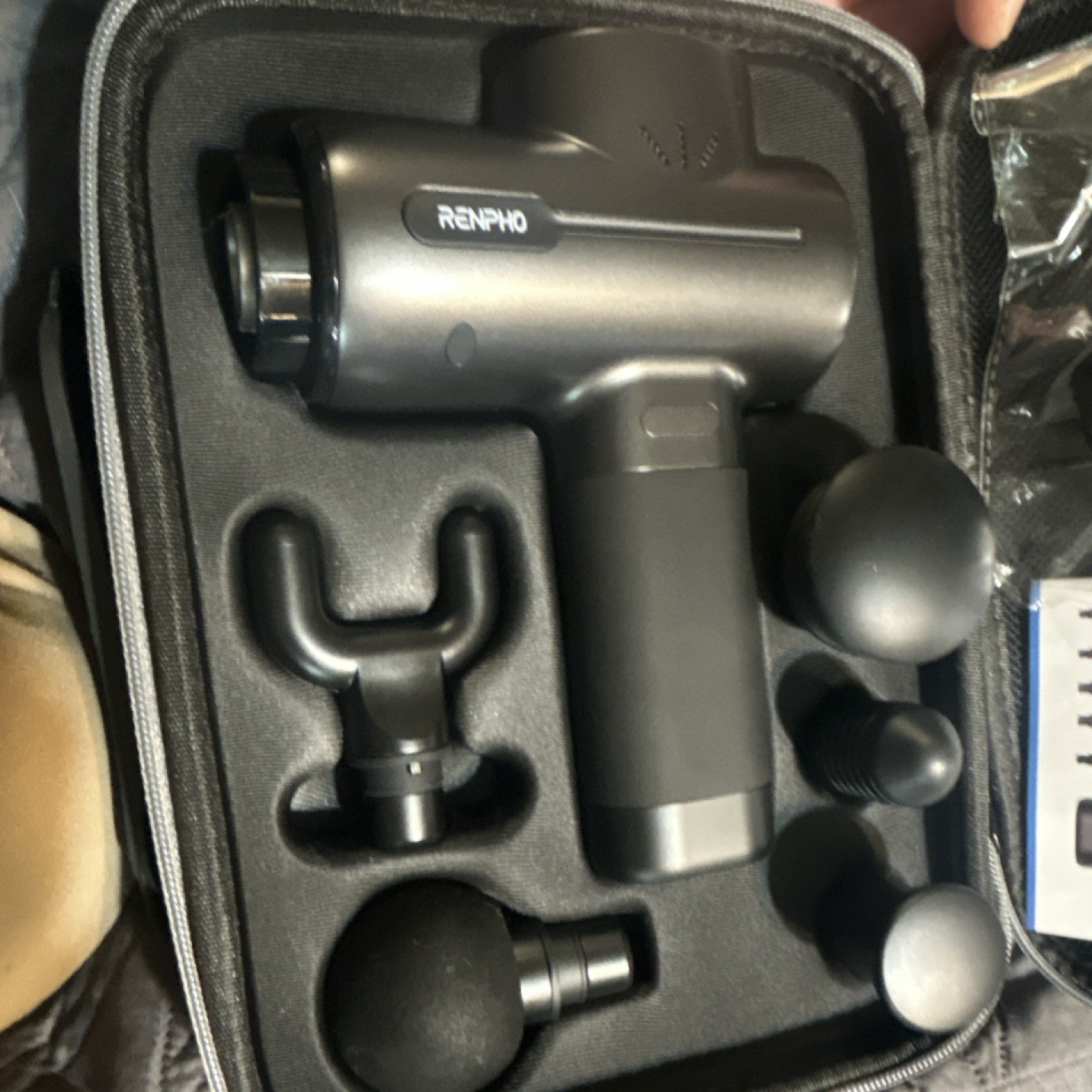 RENPHO RP-GM171 Massage Gun Black Cordless Rechargeable 5 Heads Carry Case