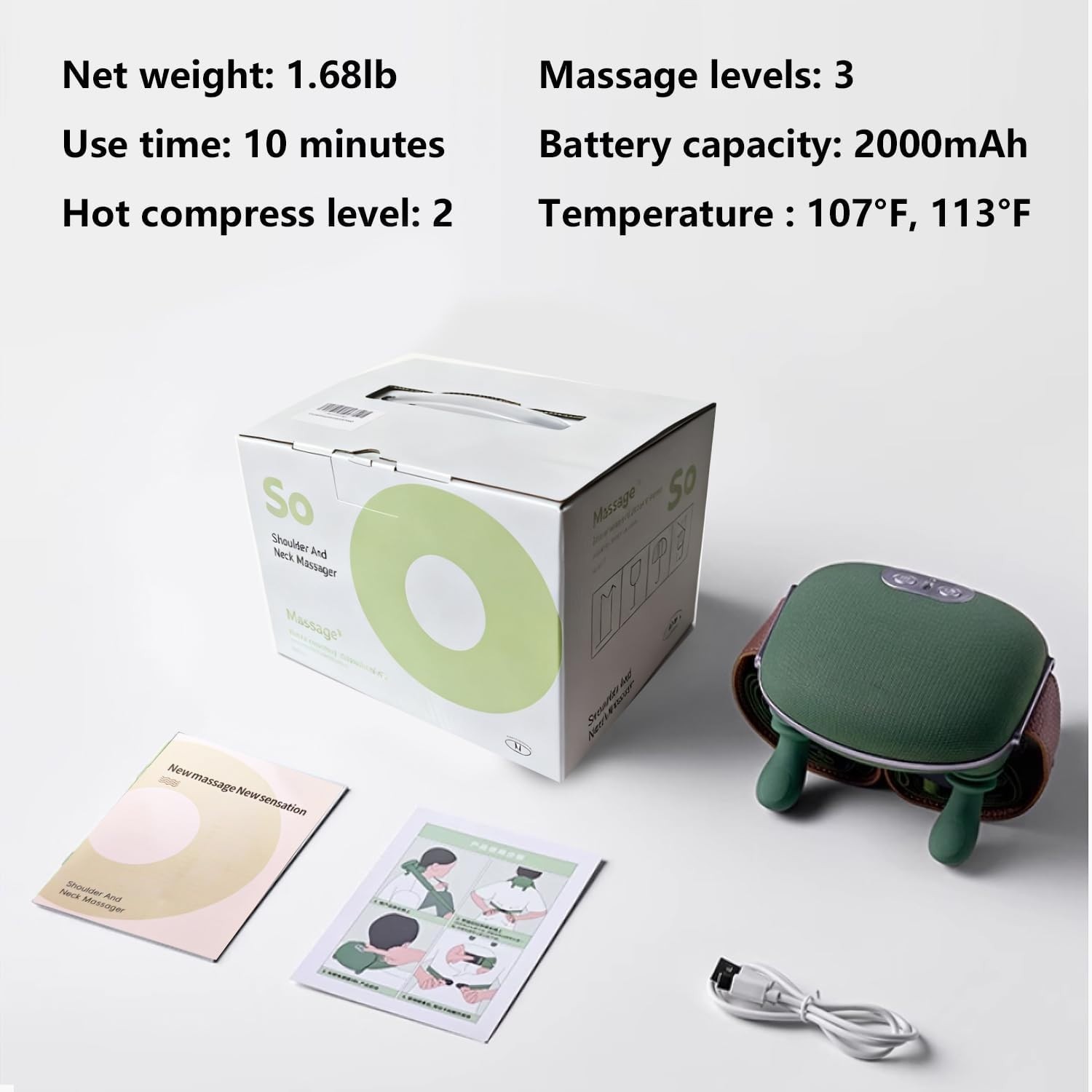 Electric Neck & Shoulder Massager with Heat Shiatsu 4D Kneading Pain Relief NEW