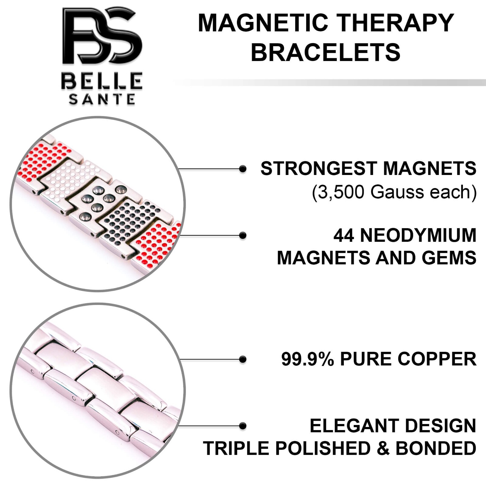 Nice pure copper magnetic bracelet arthritis pain relief energy stress men women