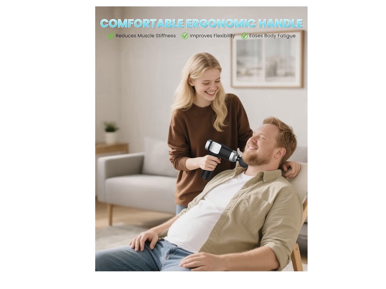 Cordless Massage Gun LCD Display 6 Heads 30 Speeds Brushless Motor 360min
