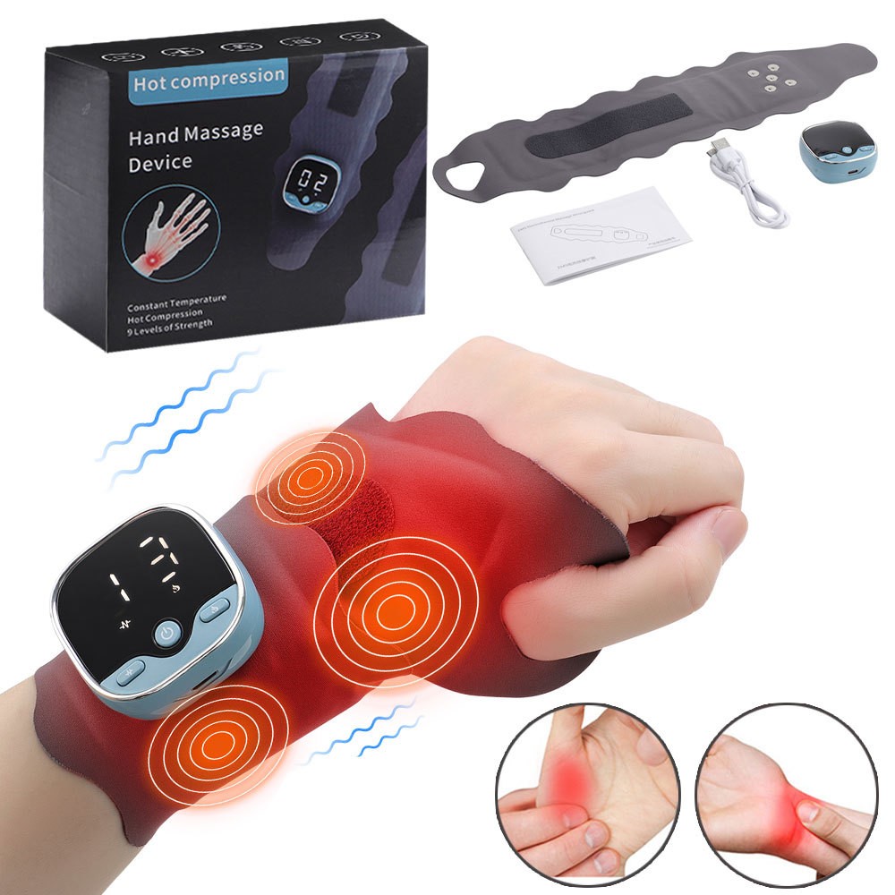 Cordless Hand Massager Wrist Heating Brace Massage for Carpal Tunnel Pain Relief