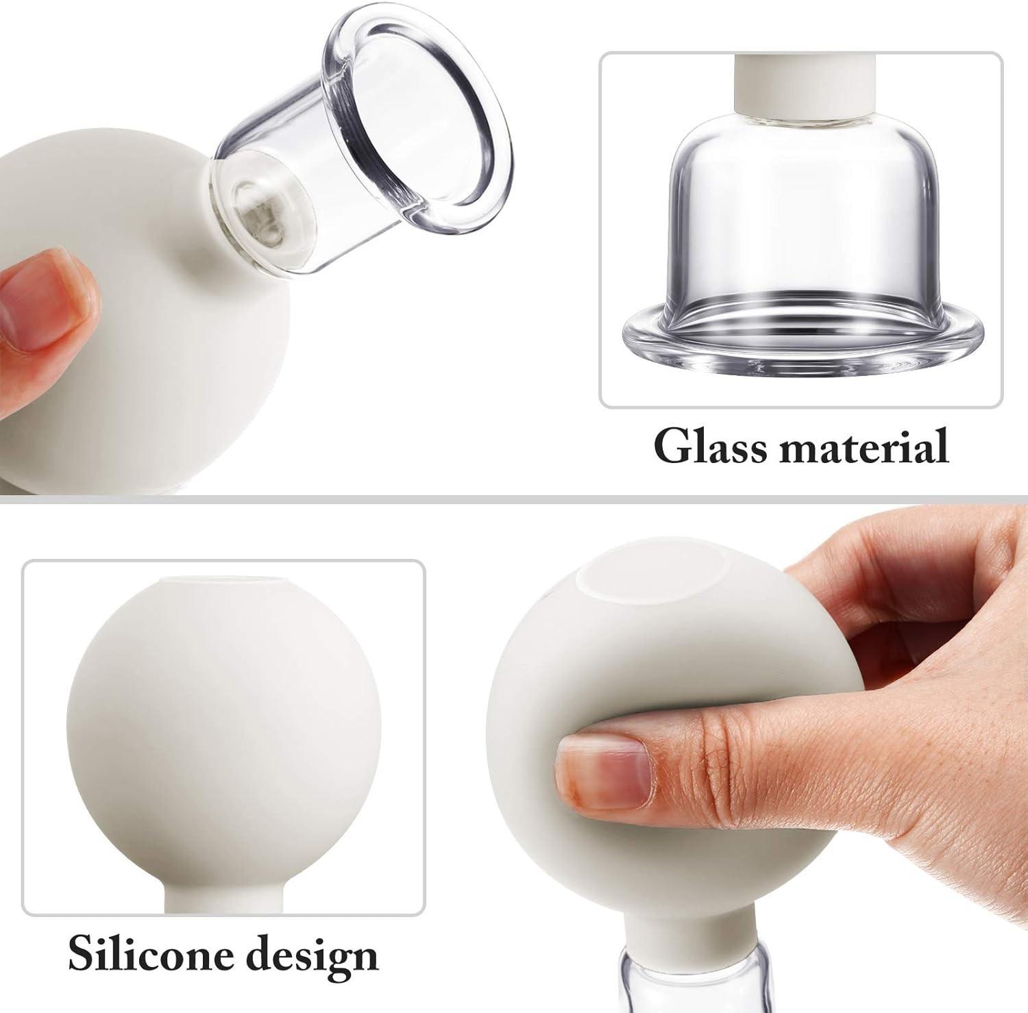 Elegant 2-Piece Facial Cupping Set: Glass & Silicone Suction Cups