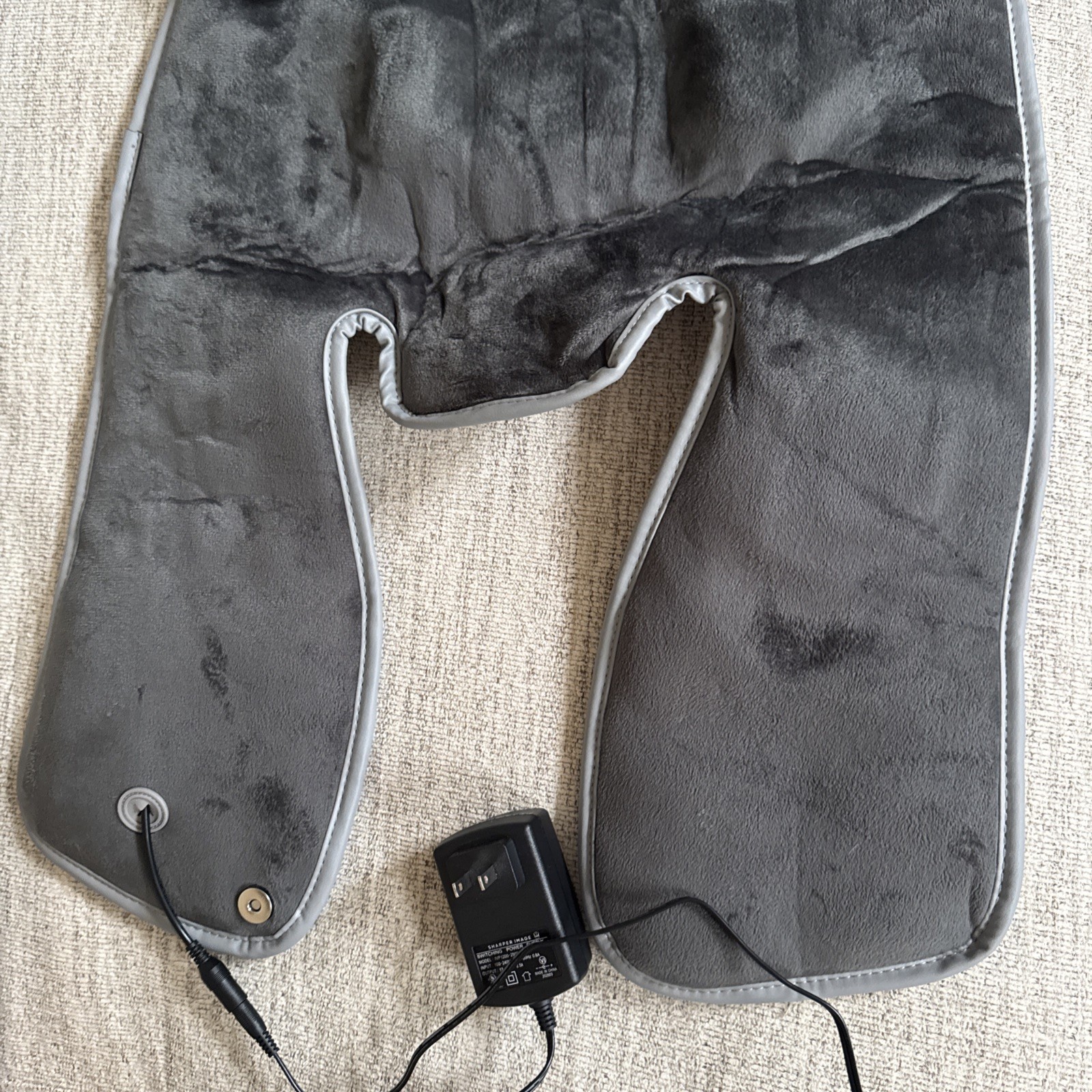 Sharper Image Heated Neck and Shoulder Massager Wrap Gray, Used