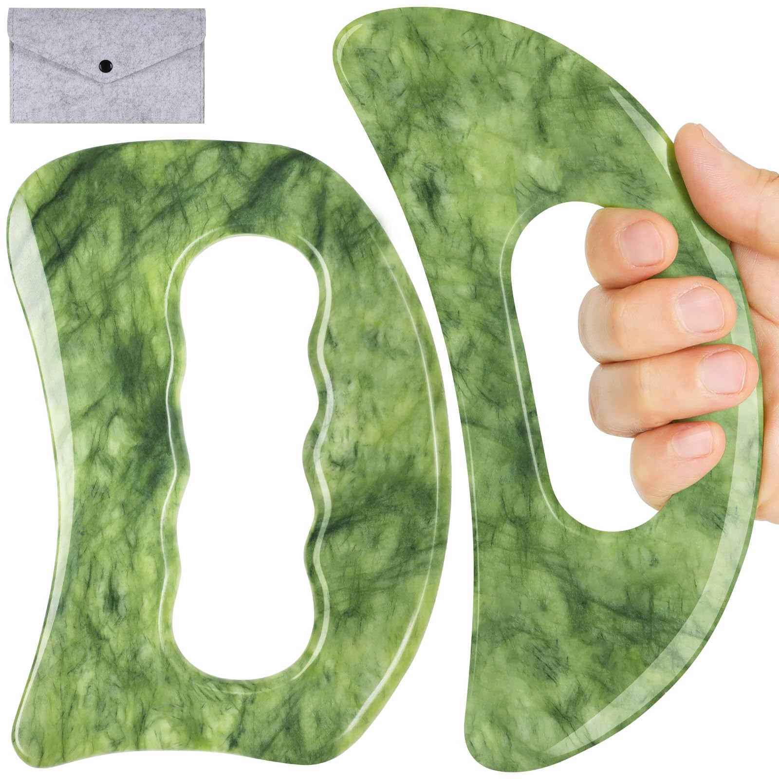 Jade Stone Large gua sha Massage Tool, Gua Sha Body Tool with Hand Grip, Musc…