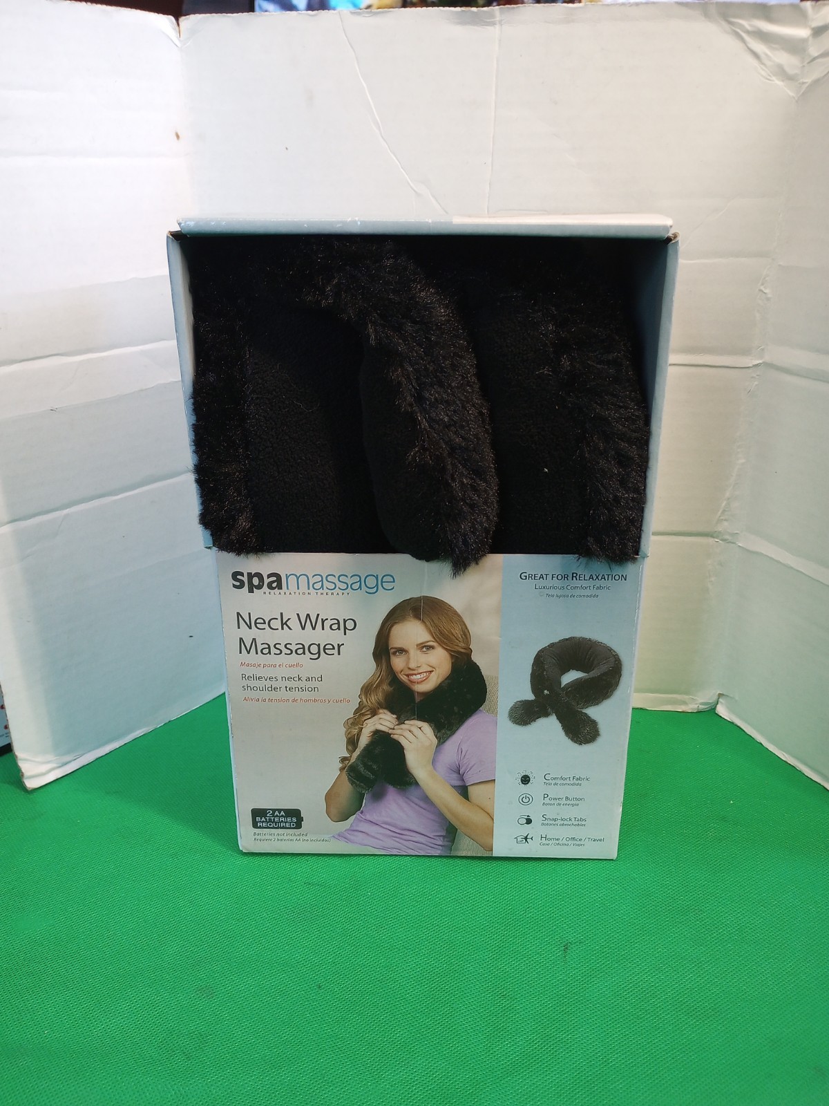 Spa Massage Black Neck Wrap Massager With Comfort Plush Fabric