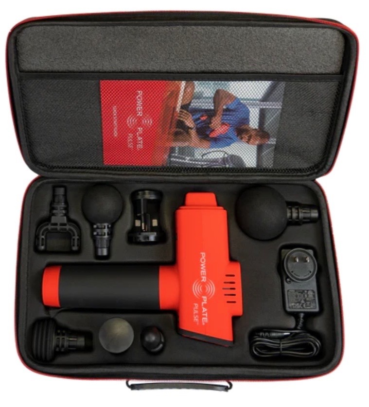 Power Plate Pulse Percussion Massager New in Box Red 6 unique head attachments