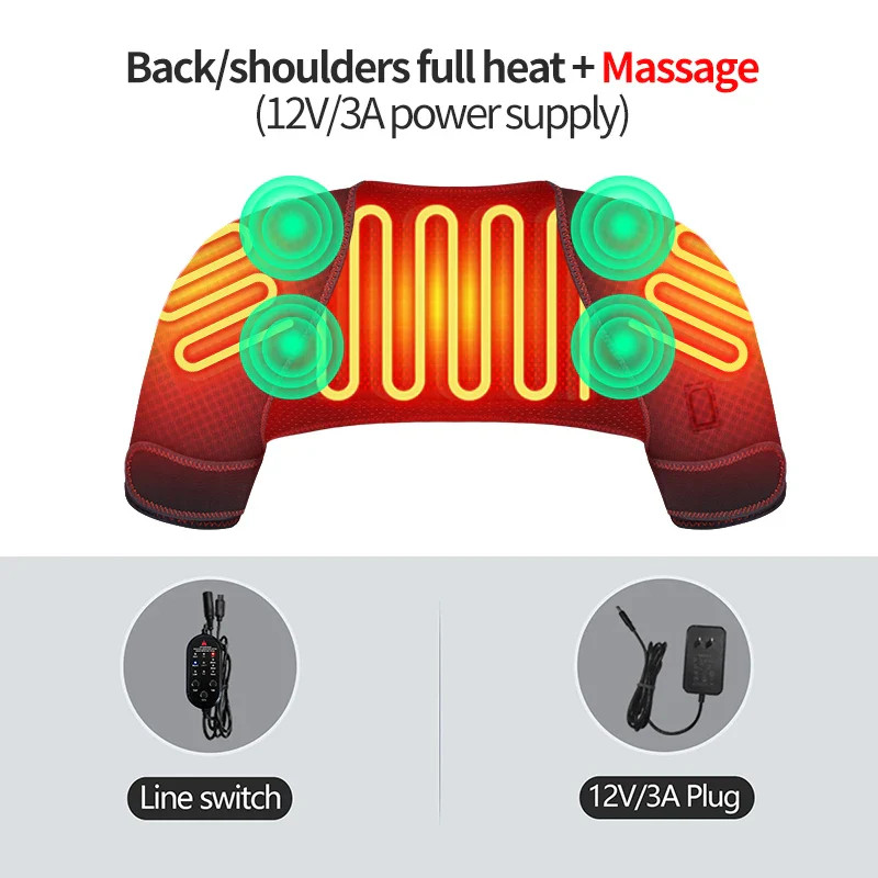 Carbon Fiber Heated Shoulder Support Shoulder Vibration Massager Relieves Frozen