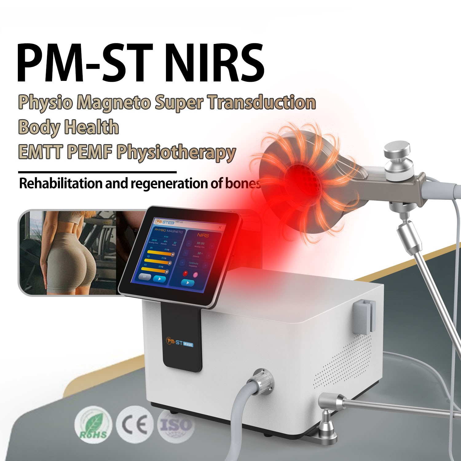 2In1 PMST NIRS PEMF EMTT Physio Magneto Therapy Bone Body Rehabilitation Machine
