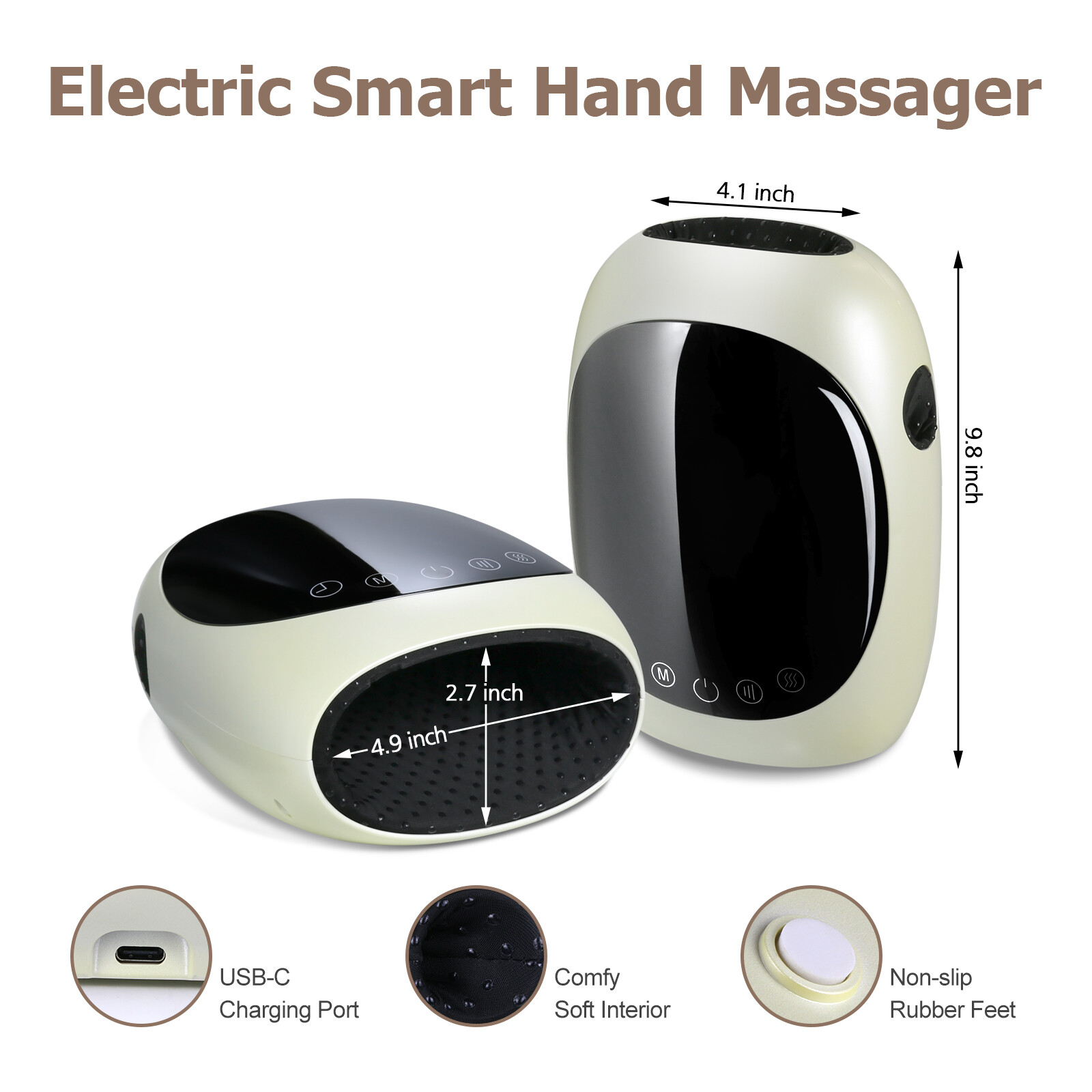 Cordless Hand Massager with Heat Air Compression Finger Massage Machine Device