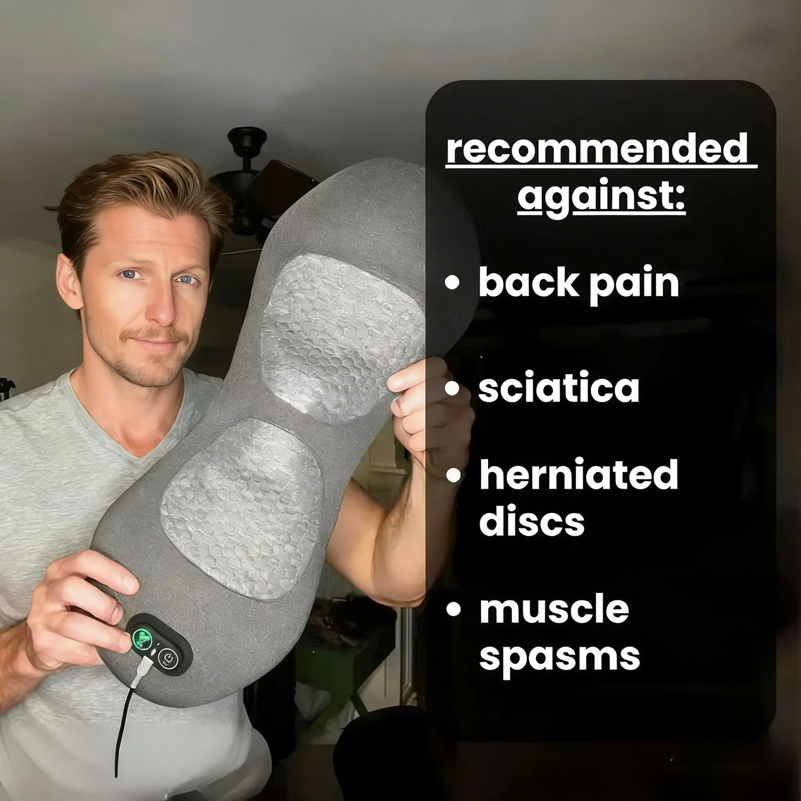Multi-Functional 3-In-1 Back Massager with Relief Bed Sleeping Shiatsu Deep Tiss