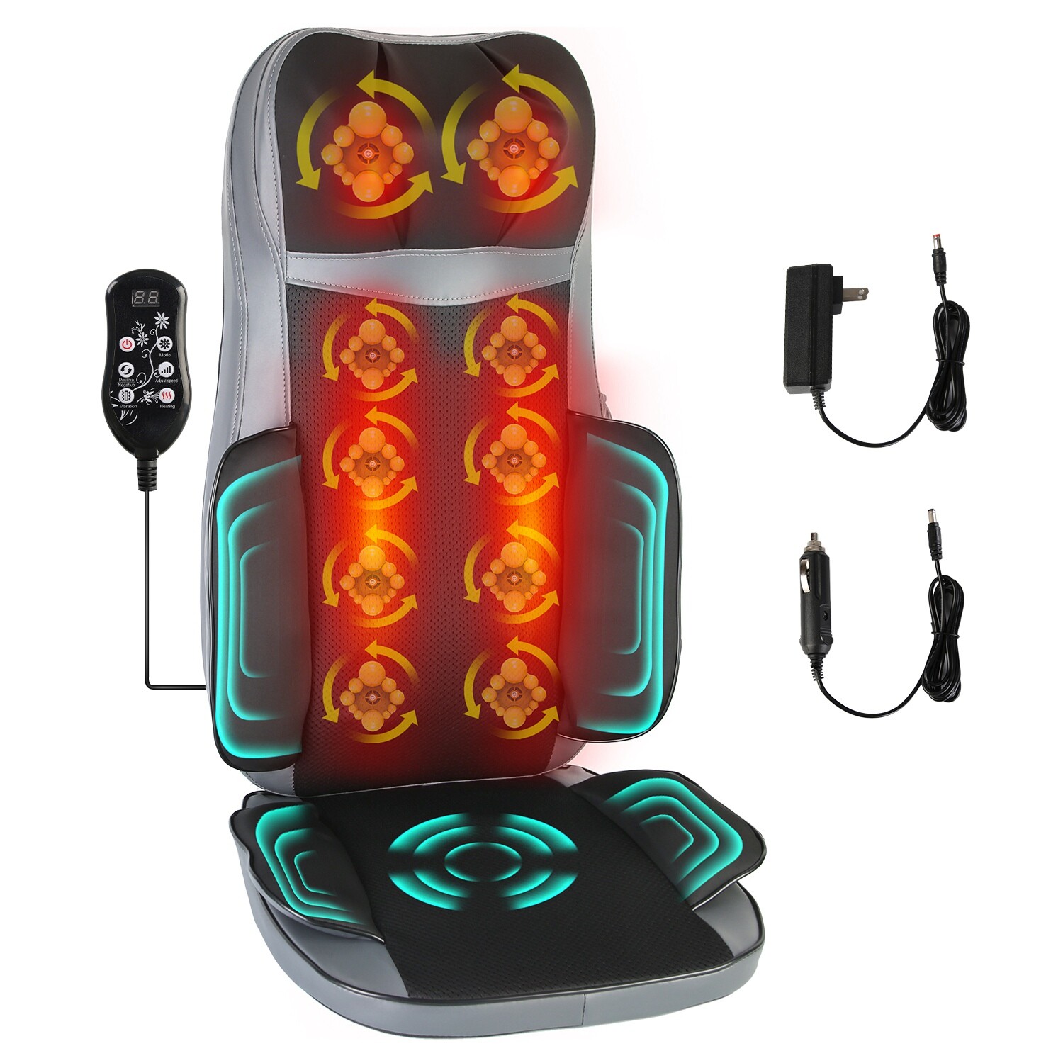 Shiatsu Neck Back Massager with Heat 3D Kneading Massage Chair Pad for Car Seat