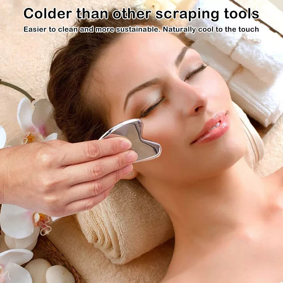 2Pcs Stainless Steel Gua Sha Facial Tools Guasha for Face Metal Gua Sha Tight US