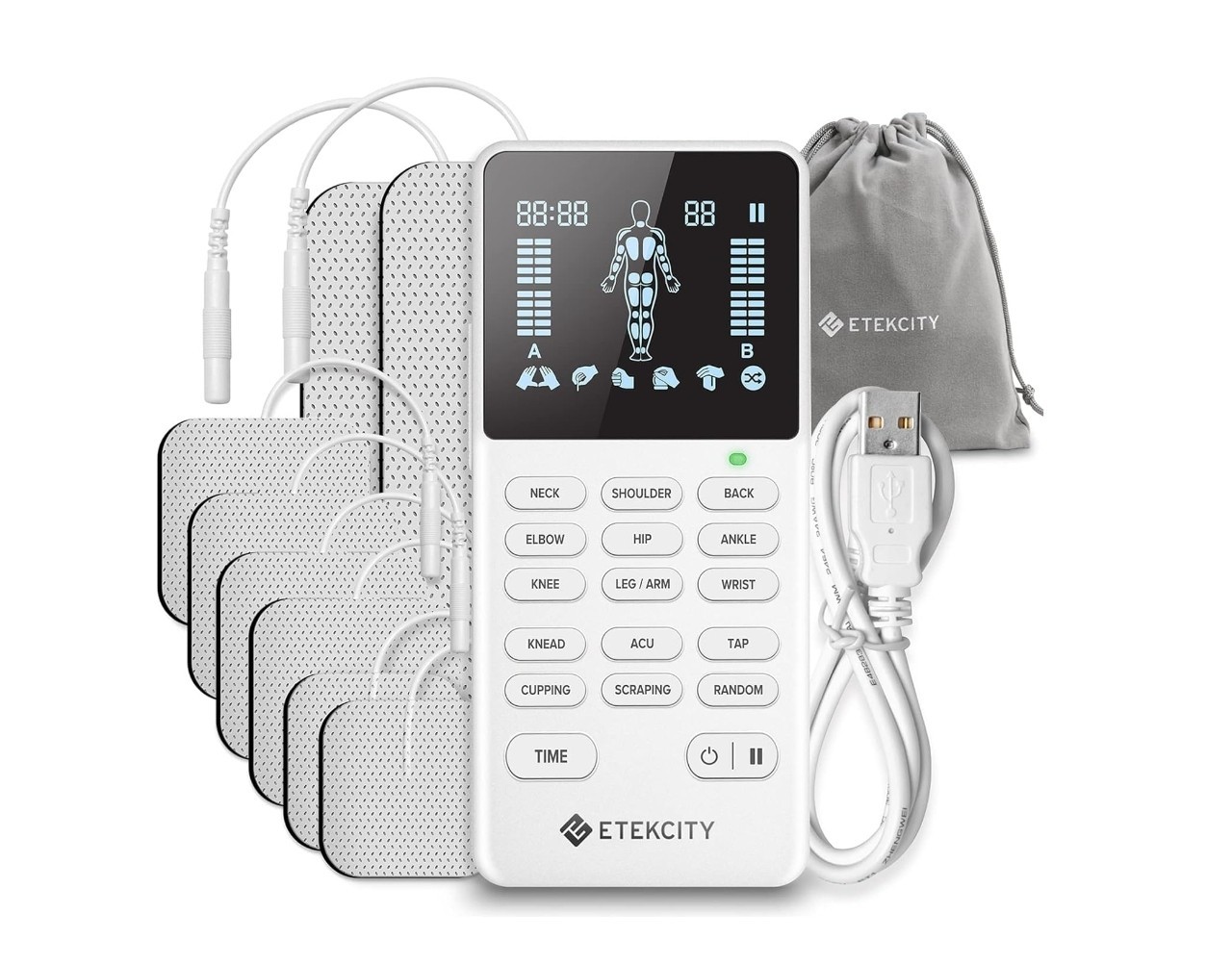 Etekcity 4-Channel Rechargeable TENS Unit,FSA-HSA Eligible Muscle Stimulator