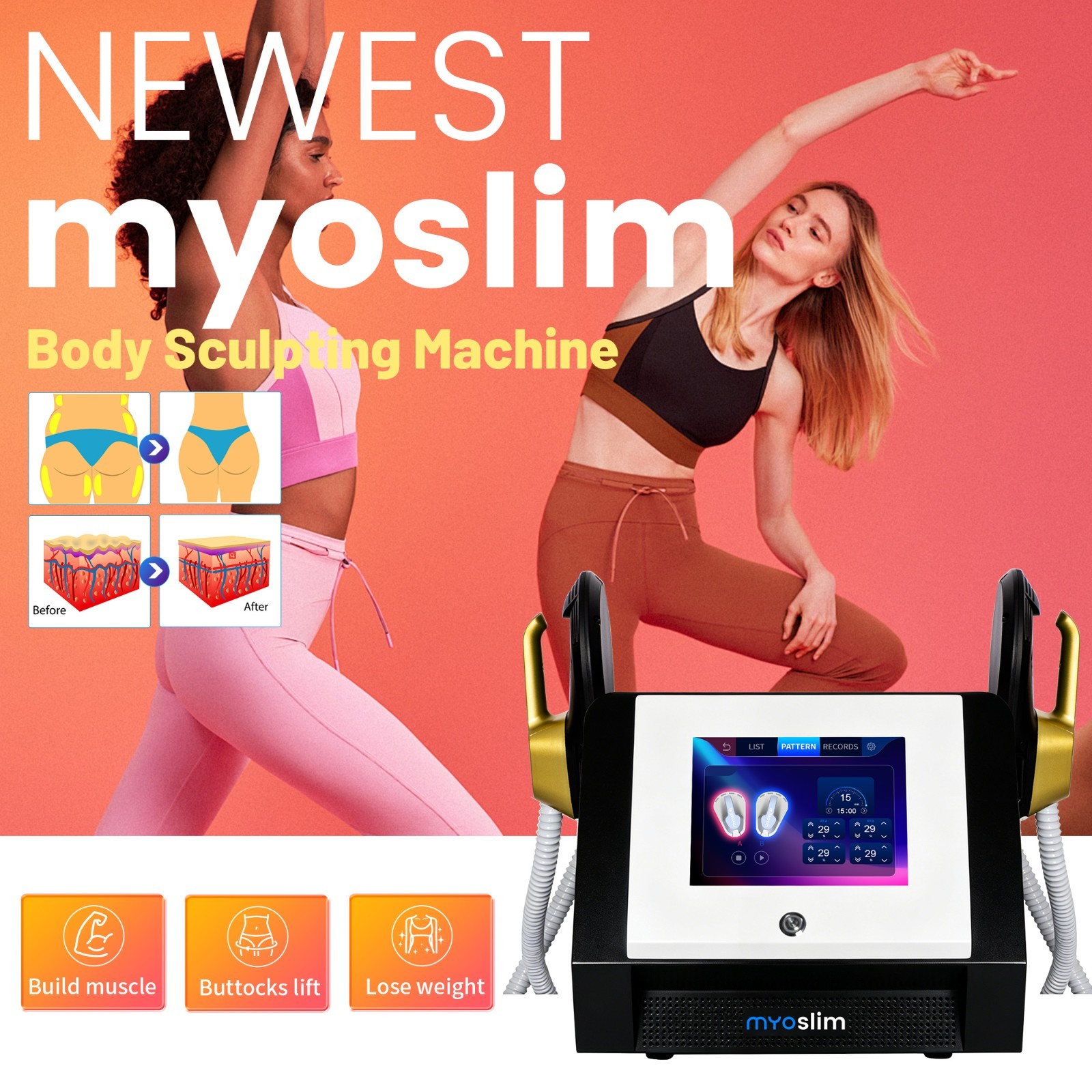 Hi-EMT Magnetic Body Sculptor MYOslim Fat Burn Body Contouring Beauty Machine