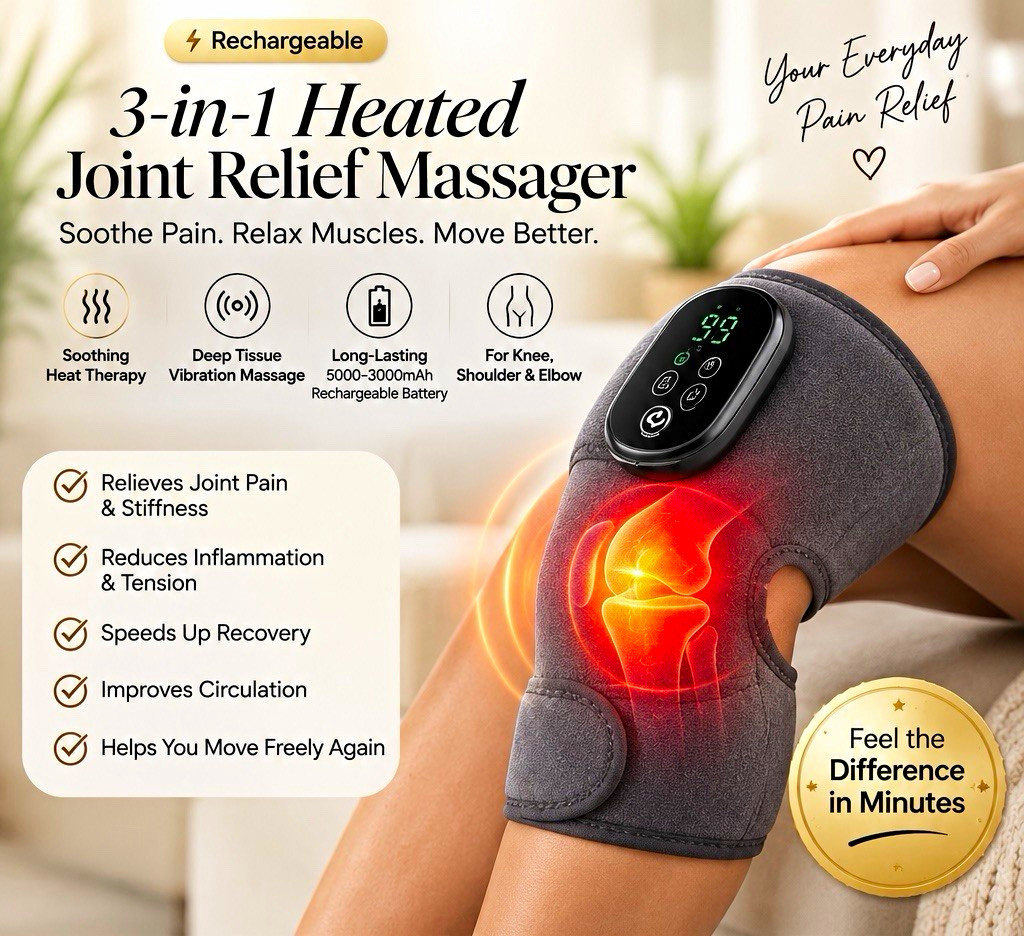 3-in-1 Rechargeable Cordless Heated Vibrating Brace for Knee Shoulder Elbow