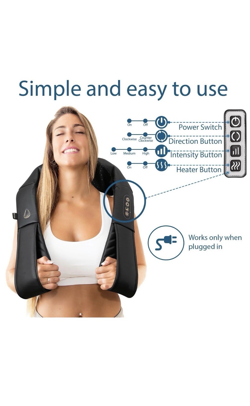 InvoSpa Shiatsu Back Shoulder and Neck Massager with Heat – Deep