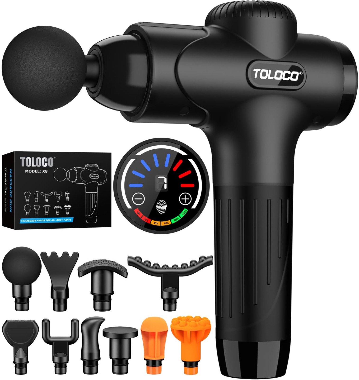 Toloco Massage Gun Deep Tissue Percussion Massage Gun 10 Replacement Heads