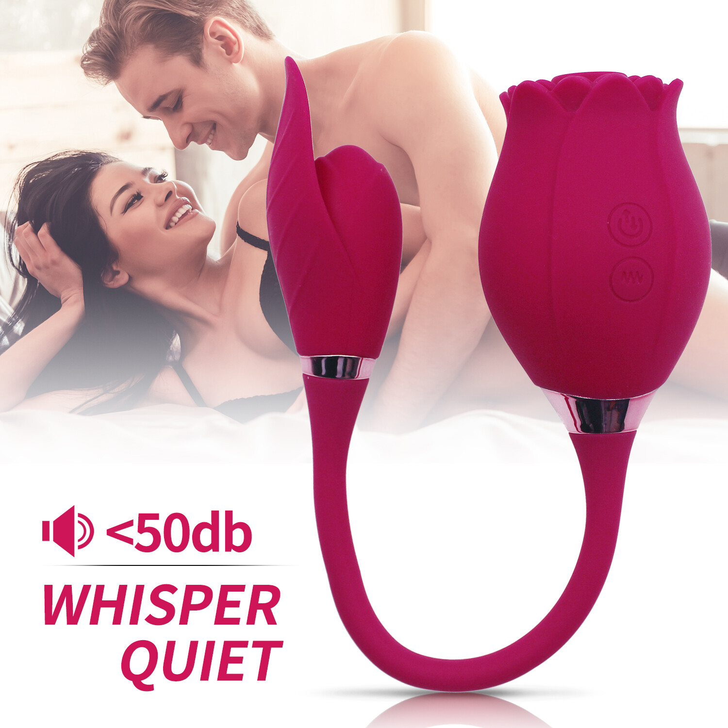 2 in 1 Personal-Massager-Rose-Vibrator-Sucker-Women Massager Wand Waterproof