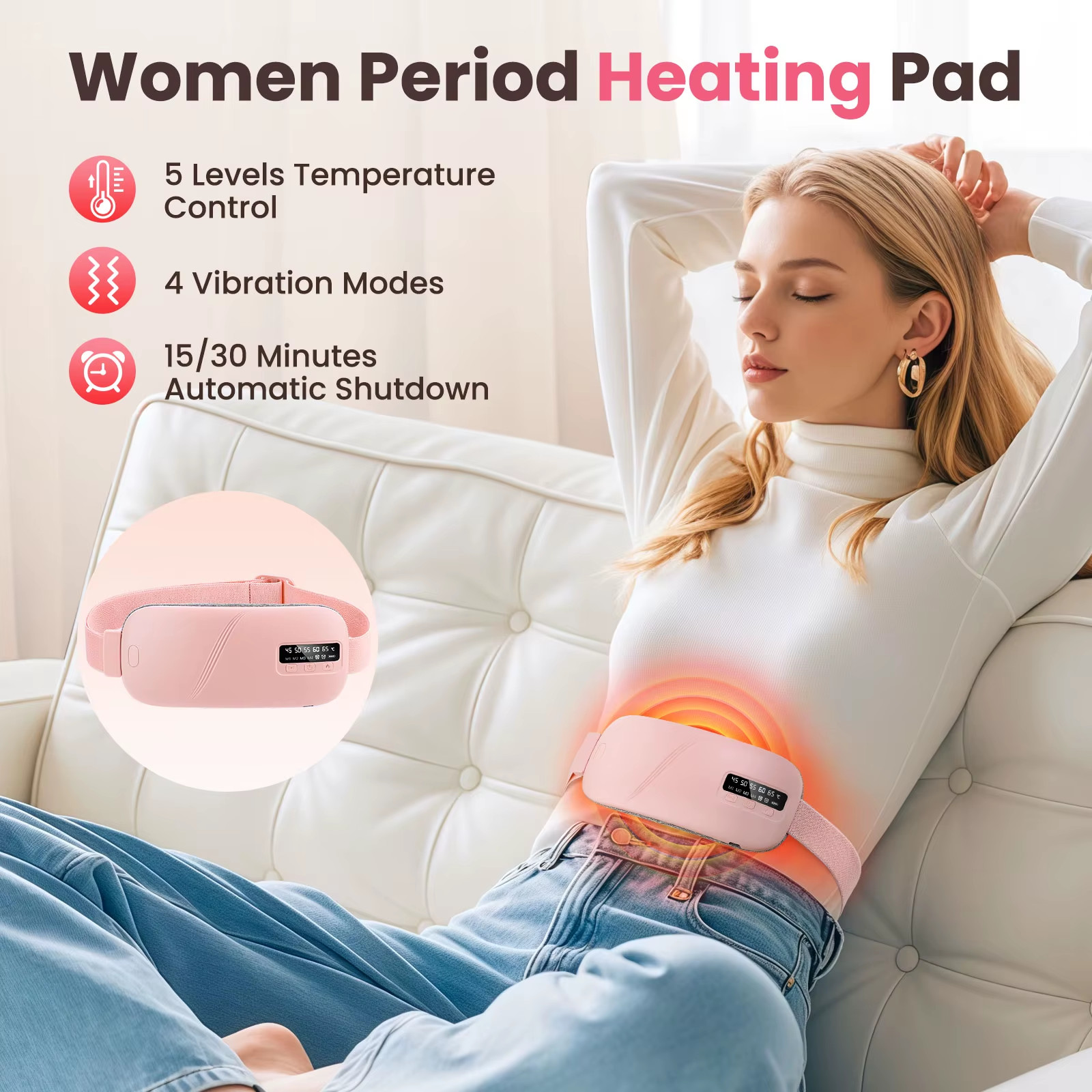 Women Menstrual Heating Pads Effective Hot Compress Period Relief Belt Recharge
