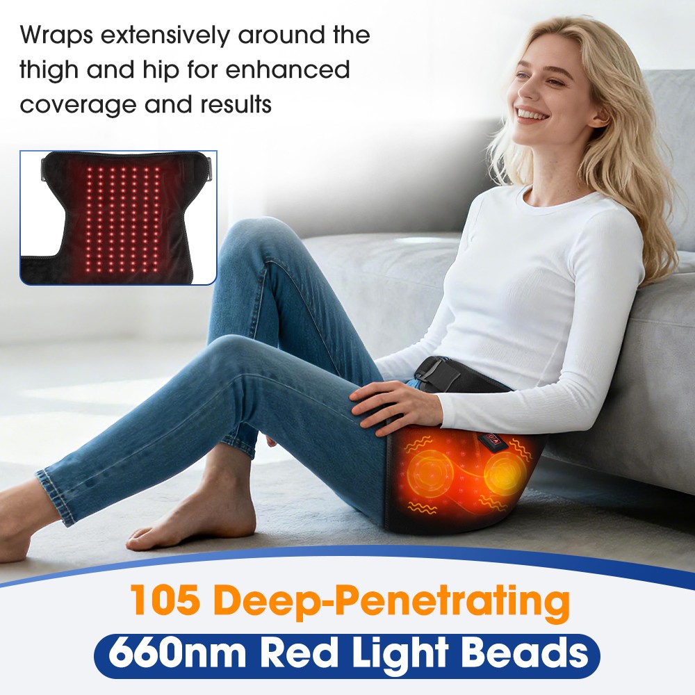 660nm Red Light Therapy Hip Heating Wrap Vibration Massage for Sciatica Relief
