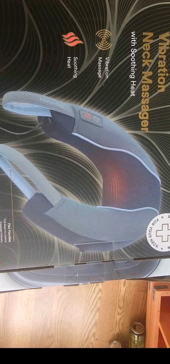 HoMedics Vibration Neck Massager w/ Soothing Heat, Flex Handles, Blue