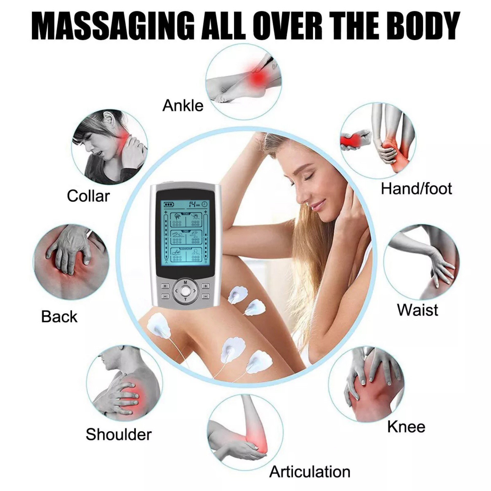 36 Modes Tens Unit Muscle Therapy Pain Relief Stimulator Machine Pulse Massager