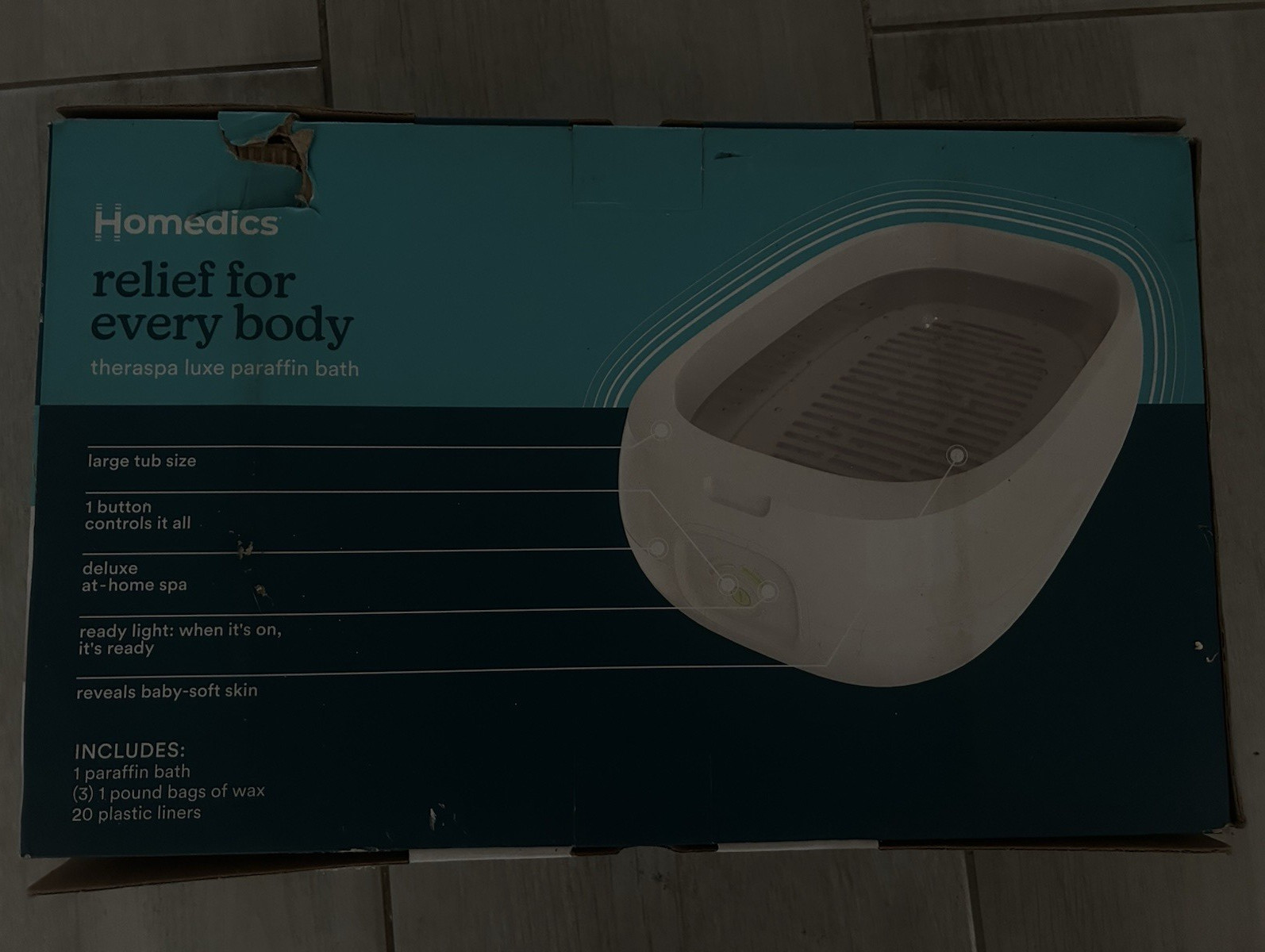 New HoMedics TheraSpa Luxe PAR-120 Paraffin Bath Hand/Foot White Spa Relief