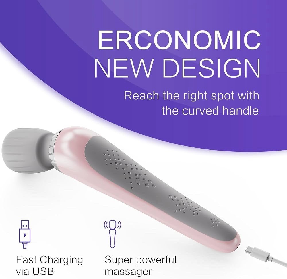 KX-325 Cordless USB Rechargeable Handheld Vibrating Massager Pink Silicone